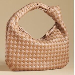Anthropologie Woven Mini Hobo Bag in Light Taupe